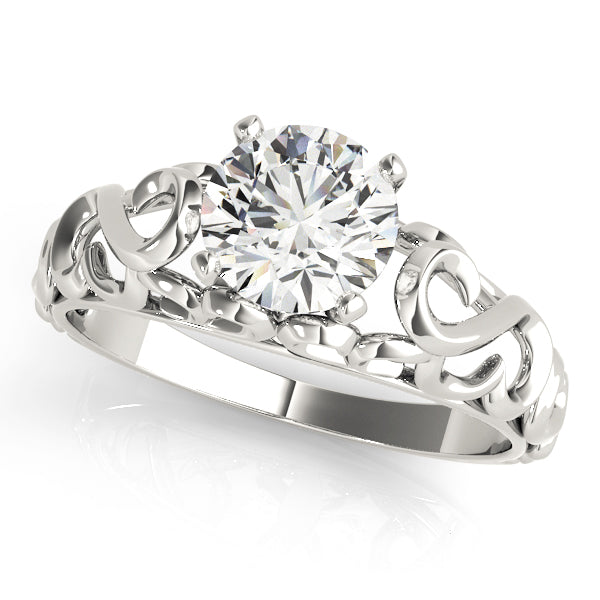 Crowned Solitaires Round Diamond Engagement Ring in 10K/14K gold and platinum with certified lab-grown or natural diamonds