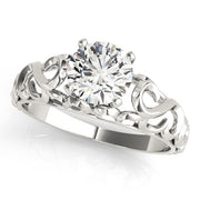 Crowned Solitaires Round Diamond Engagement Ring in 10K/14K gold and platinum with certified lab-grown or natural diamonds