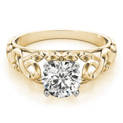 Crowned Solitaires Round Diamond Engagement Ring in 10K/14K gold and platinum with certified lab-grown or natural diamonds