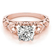 Crowned Solitaires Round Diamond Engagement Ring in 10K/14K gold and platinum with certified lab-grown or natural diamonds