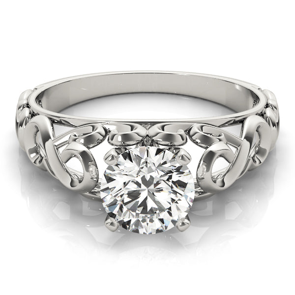 Crowned Solitaires Round Diamond Engagement Ring in 10K/14K gold and platinum with certified lab-grown or natural diamonds