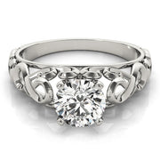 Crowned Solitaires Round Diamond Engagement Ring in 10K/14K gold and platinum with certified lab-grown or natural diamonds