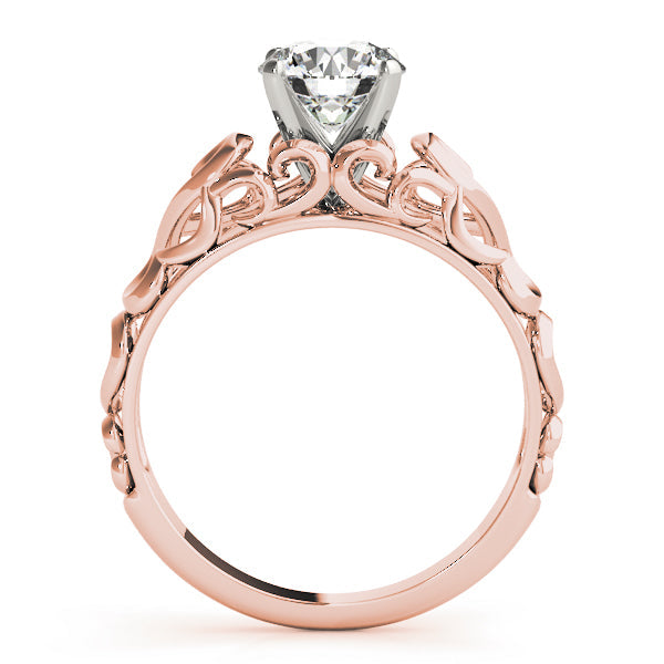 Crowned Solitaires Round Diamond Engagement Ring in 10K/14K gold and platinum with certified lab-grown or natural diamonds