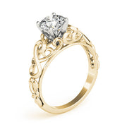 Crowned Solitaires Round Diamond Engagement Ring in 10K/14K gold and platinum with certified lab-grown or natural diamonds