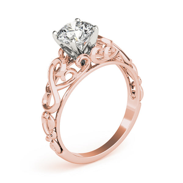 Crowned Solitaires Round Diamond Engagement Ring in 10K/14K gold and platinum with certified lab-grown or natural diamonds