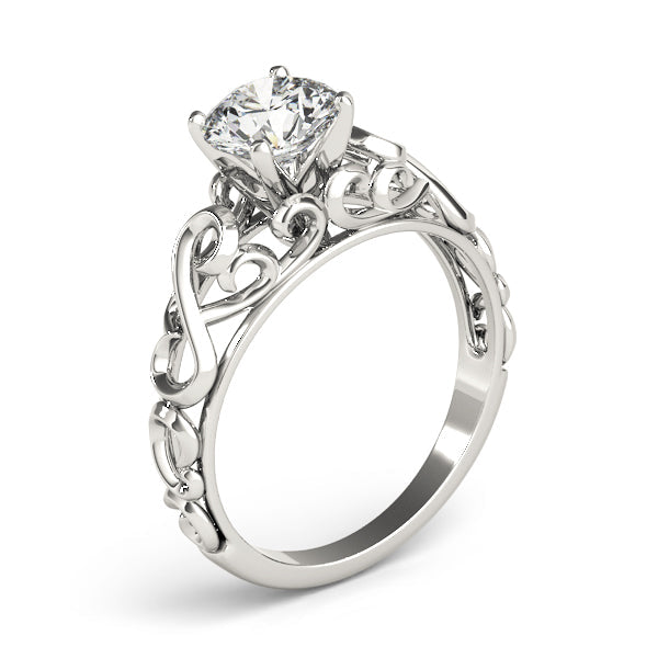 Crowned Solitaires Round Diamond Engagement Ring in 10K/14K gold and platinum with certified lab-grown or natural diamonds