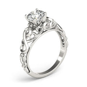 Crowned Solitaires Round Diamond Engagement Ring in 10K/14K gold and platinum with certified lab-grown or natural diamonds