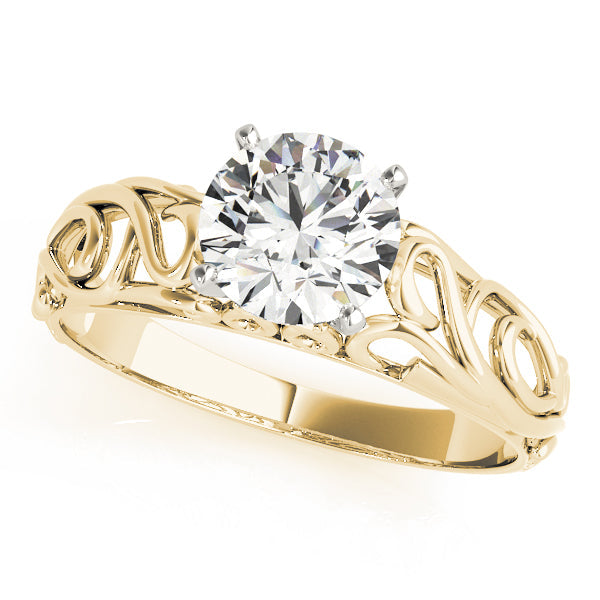 Graceful Solitaires Round Diamond Engagement Ring in 10K/14K gold and platinum with certified lab-grown or natural diamonds