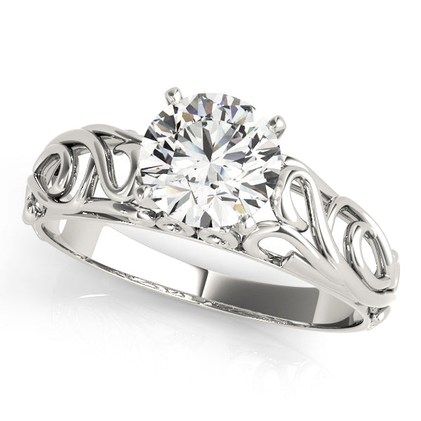 Graceful Solitaires Round Diamond Engagement Ring in 10K/14K gold and platinum with certified lab-grown or natural diamonds