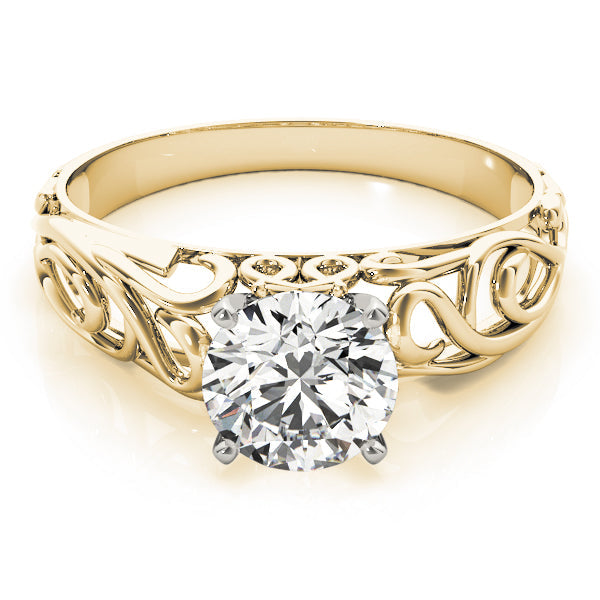 Graceful Solitaires Round Diamond Engagement Ring in 10K/14K gold and platinum with certified lab-grown or natural diamonds