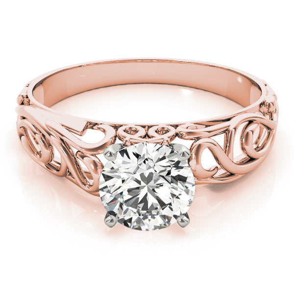 Graceful Solitaires Round Diamond Engagement Ring in 10K/14K gold and platinum with certified lab-grown or natural diamonds