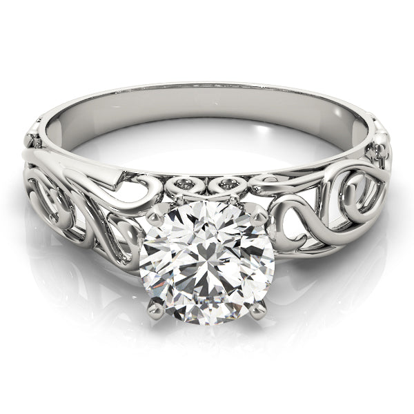 Graceful Solitaires Round Diamond Engagement Ring in 10K/14K gold and platinum with certified lab-grown or natural diamonds