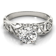 Graceful Solitaires Round Diamond Engagement Ring in 10K/14K gold and platinum with certified lab-grown or natural diamonds