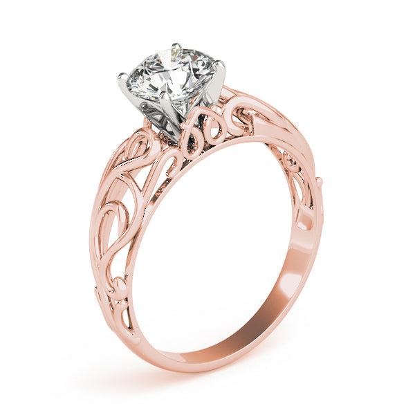 Graceful Solitaires Round Diamond Engagement Ring in 10K/14K gold and platinum with certified lab-grown or natural diamonds