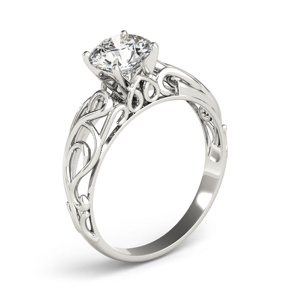 Graceful Solitaires Round Diamond Engagement Ring in 10K/14K gold and platinum with certified lab-grown or natural diamonds