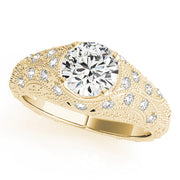 Dazzling Antique Round Diamond Engagement Ring in 10K/14K gold and platinum with certified lab-grown or natural diamonds