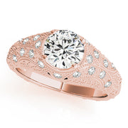 Dazzling Antique Round Diamond Engagement Ring in 10K/14K gold and platinum with certified lab-grown or natural diamonds