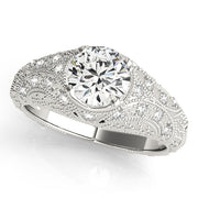 Dazzling Antique Round Diamond Engagement Ring in 10K/14K gold and platinum with certified lab-grown or natural diamonds