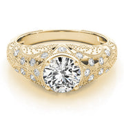 Dazzling Antique Round Diamond Engagement Ring in 10K/14K gold and platinum with certified lab-grown or natural diamonds