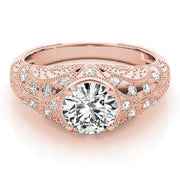 Dazzling Antique Round Diamond Engagement Ring in 10K/14K gold and platinum with certified lab-grown or natural diamonds