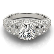 Dazzling Antique Round Diamond Engagement Ring in 10K/14K gold and platinum with certified lab-grown or natural diamonds