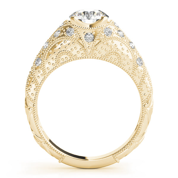 Dazzling Antique Round Diamond Engagement Ring in 10K/14K gold and platinum with certified lab-grown or natural diamonds