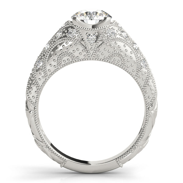 Dazzling Antique Round Diamond Engagement Ring in 10K/14K gold and platinum with certified lab-grown or natural diamonds