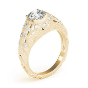 Dazzling Antique Round Diamond Engagement Ring in 10K/14K gold and platinum with certified lab-grown or natural diamonds