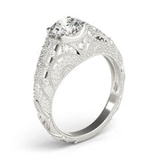 Dazzling Antique Round Diamond Engagement Ring in 10K/14K gold and platinum with certified lab-grown or natural diamonds
