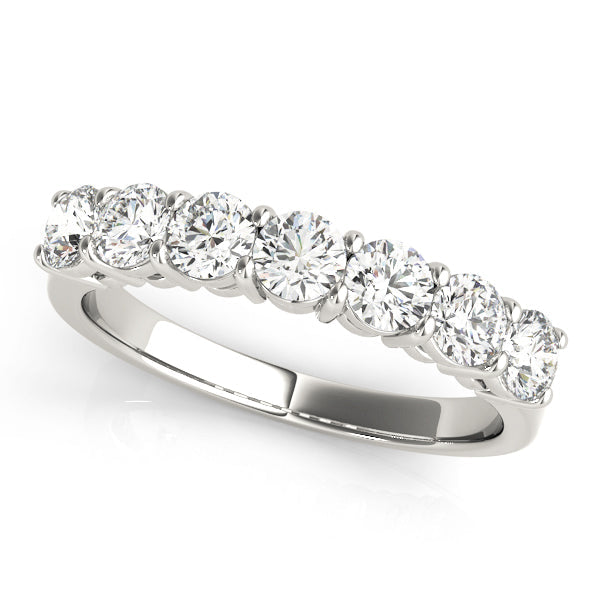 7-Stone Shared Prong Half Eternity Ring in Gold & Platinum