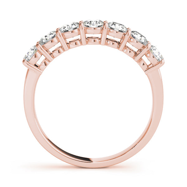 7-Stone Shared Prong Half Eternity Ring in Gold & Platinum