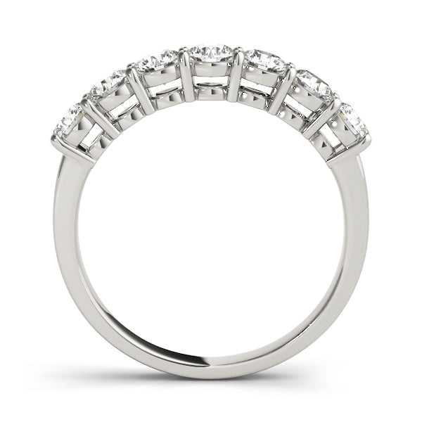 7-Stone Shared Prong Half Eternity Ring in Gold & Platinum
