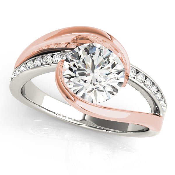 Resplendent Bypass Round Diamond Engagement Ring in 10K/14K gold and platinum with certified lab-grown or natural diamonds