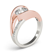 Resplendent Bypass Round Diamond Engagement Ring in 10K/14K gold and platinum with certified lab-grown or natural diamonds