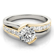 Cherished Bypass Round Diamond Engagement Ring in 10K/14K gold and platinum with certified lab-grown or natural diamonds