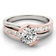 Cherished Bypass Round Diamond Engagement Ring in 10K/14K gold and platinum with certified lab-grown or natural diamonds