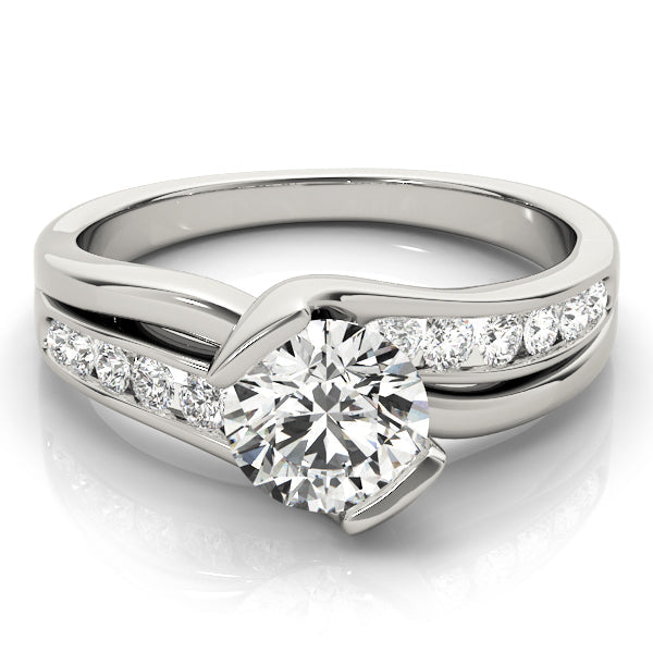 Cherished Bypass Round Diamond Engagement Ring in 10K/14K gold and platinum with certified lab-grown or natural diamonds