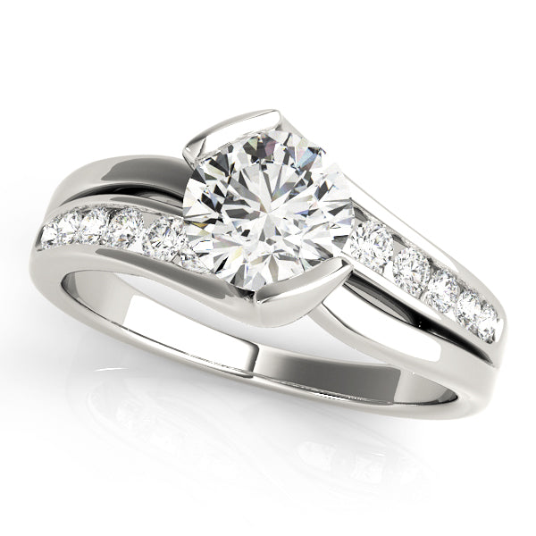 Cherished Bypass Round Diamond Engagement Ring in 10K/14K gold and platinum with certified lab-grown or natural diamonds