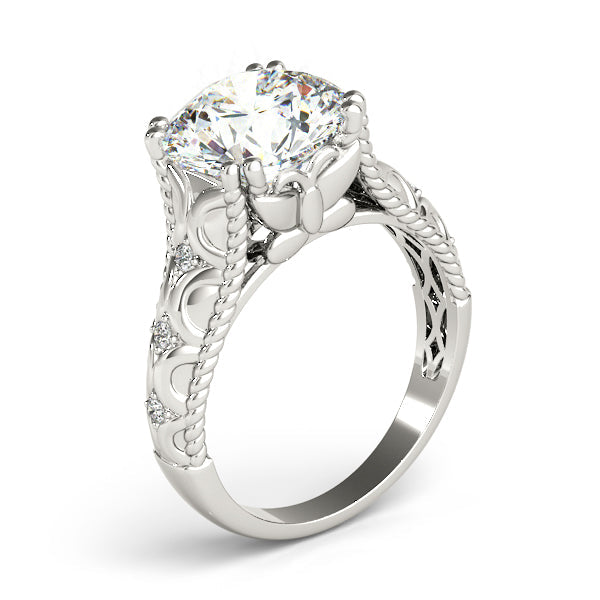 Couture 10mm Shank Design Round Diamond Engagement Ring in 10K/14K gold and platinum with certified lab-grown or natural diamonds
