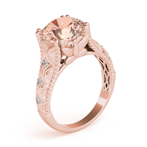 Couture 10mm Shank Design Round Diamond Engagement Ring in 10K/14K gold and platinum with certified lab-grown or natural diamonds