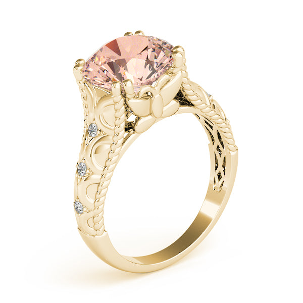 Couture 10mm Shank Design Round Diamond Engagement Ring in 10K/14K gold and platinum with certified lab-grown or natural diamonds