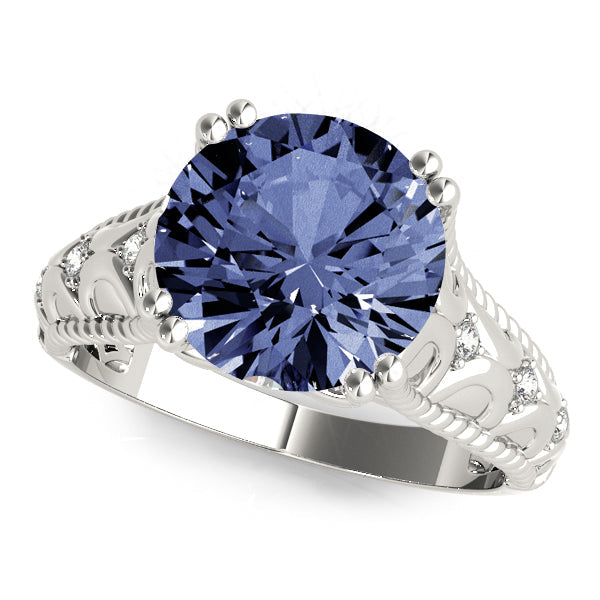 Couture 10mm Shank Design Round Diamond Engagement Ring in 10K/14K gold and platinum with certified lab-grown or natural diamonds