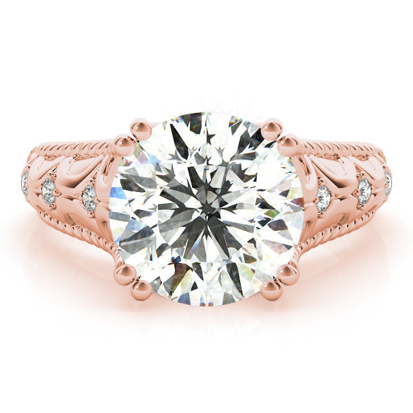 Couture 10mm Shank Design Round Diamond Engagement Ring in 10K/14K gold and platinum with certified lab-grown or natural diamonds