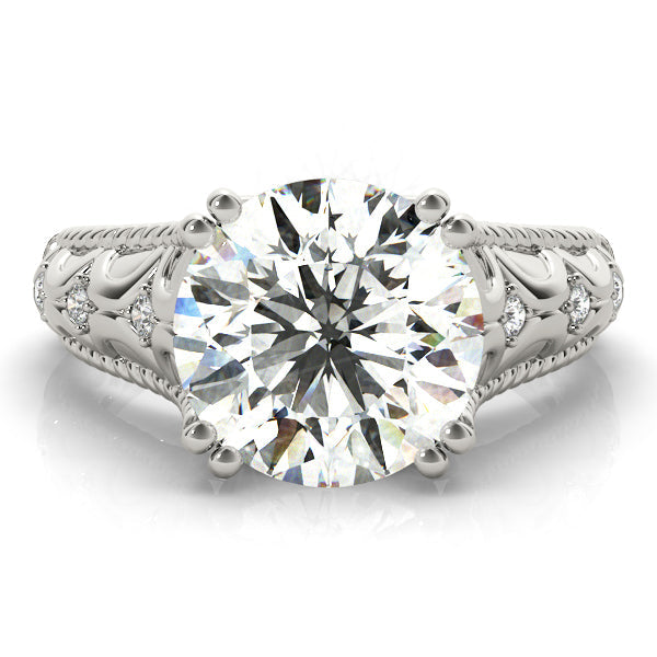 Couture 10mm Shank Design Round Diamond Engagement Ring in 10K/14K gold and platinum with certified lab-grown or natural diamonds