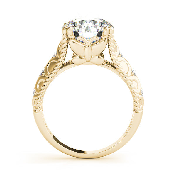 Couture 10mm Shank Design Round Diamond Engagement Ring in 10K/14K gold and platinum with certified lab-grown or natural diamonds