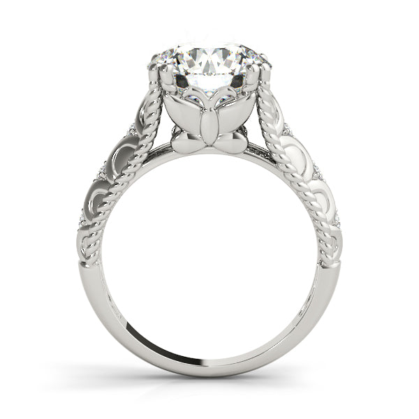 Couture 10mm Shank Design Round Diamond Engagement Ring in 10K/14K gold and platinum with certified lab-grown or natural diamonds
