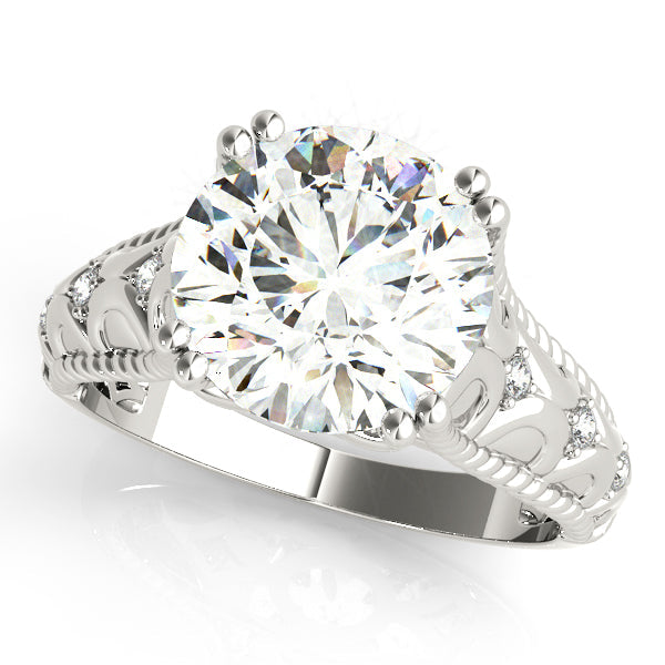 Couture 10mm Shank Design Round Diamond Engagement Ring in 10K/14K gold and platinum with certified lab-grown or natural diamonds