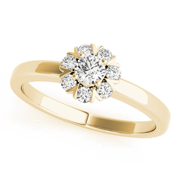 Graceful Cluster Ring Split Prongs Round Diamond Engagement Ring in 10K/14K gold and platinum with certified lab-grown or natural diamonds