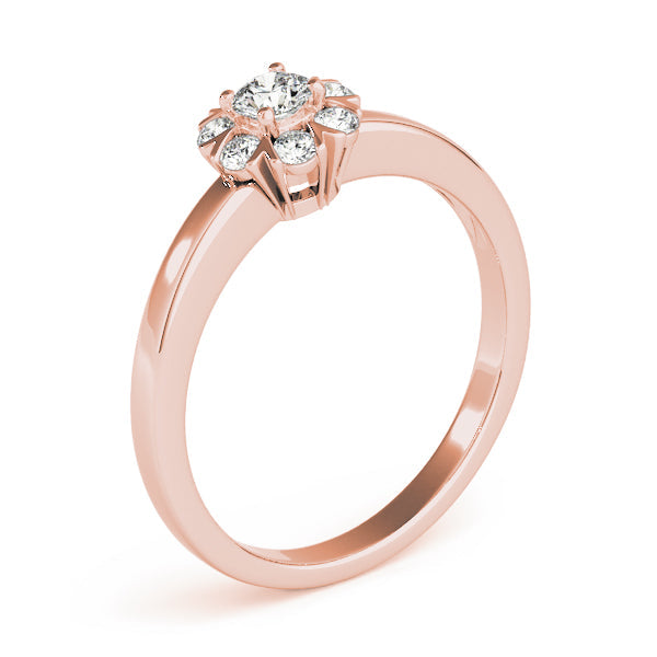 Graceful Cluster Ring Split Prongs Round Diamond Engagement Ring in 10K/14K gold and platinum with certified lab-grown or natural diamonds