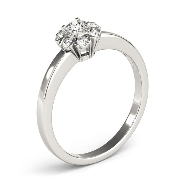 Graceful Cluster Ring Split Prongs Round Diamond Engagement Ring in 10K/14K gold and platinum with certified lab-grown or natural diamonds